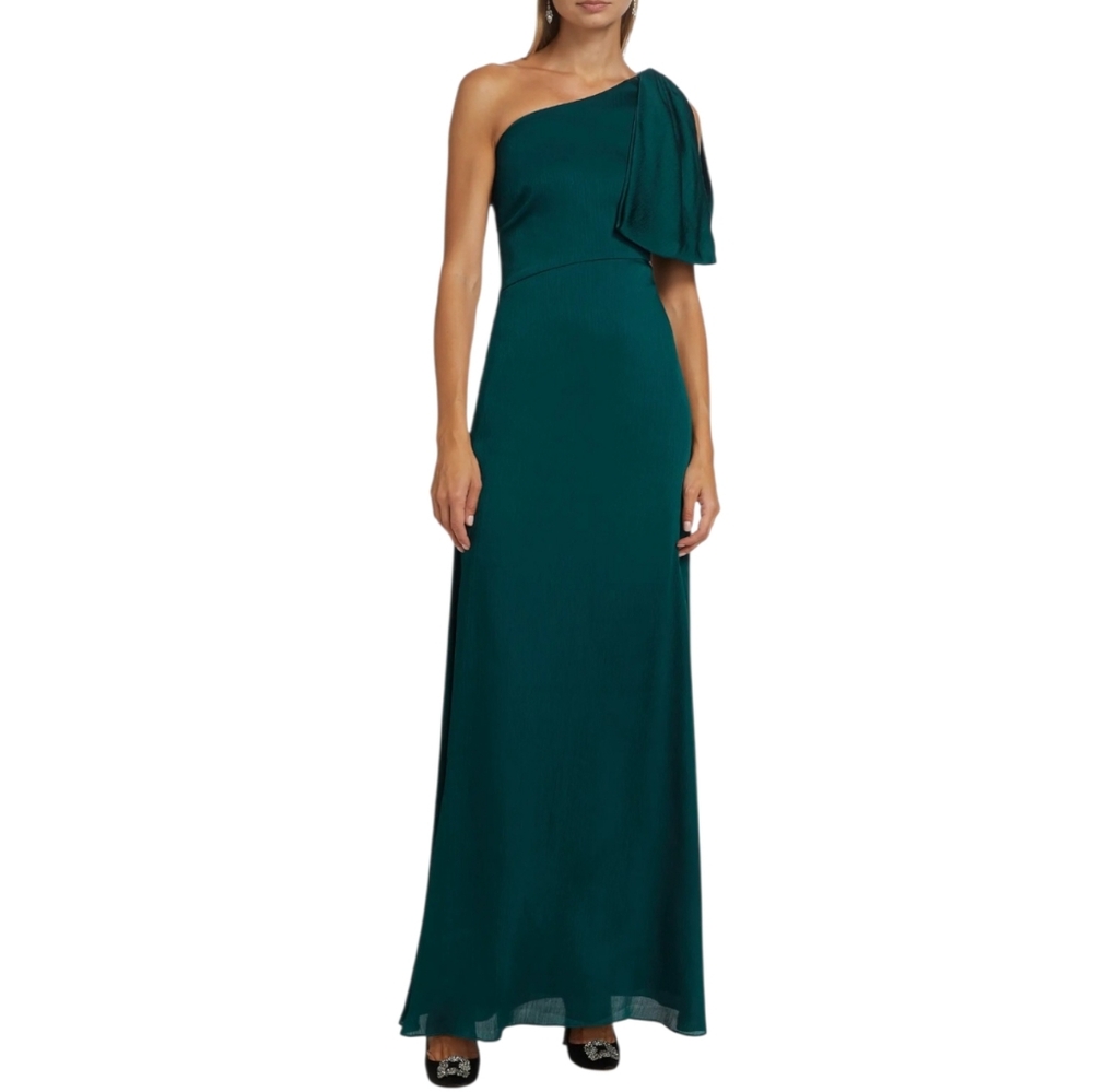 NWT Sachin & Babi Chelsea One Shoulder Gown Bottle Green Size 4